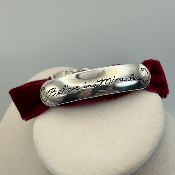 Brighton Jewelry - Brighton Believe in Miracles Bracelet Purplish Red Velvet Band Silver Plated